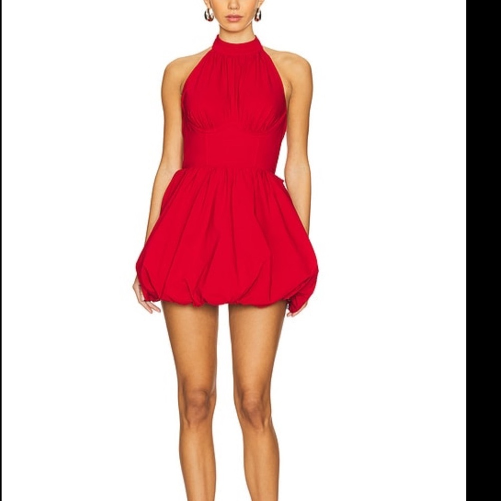NWT. MAJORELLE Cherry Red Halter Bubble Mini Dress